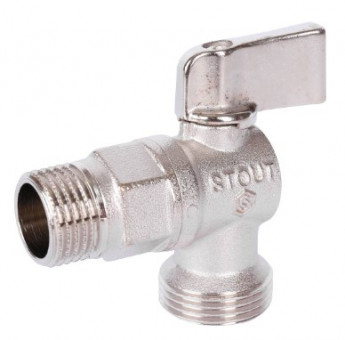 Кран шаровой угловой для стиральных машин STOUT 1/2х3/4 SVB-0059-001234 Кран шаровой угловой для стиральных машин STOUT 1/2х3/4 SVB-0059-001234