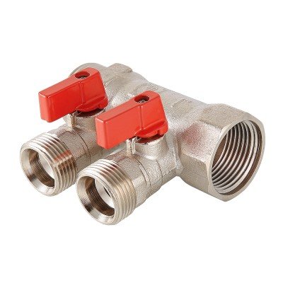 Коллектор с отсекающими кранами Valtec 1"х3 выхода Евроконус 3/4 VTc.580.NE.0603 Коллектор с отсекающими кранами Valtec 1"х3 выхода Евроконус 3/4 VTc.580.NE.0603